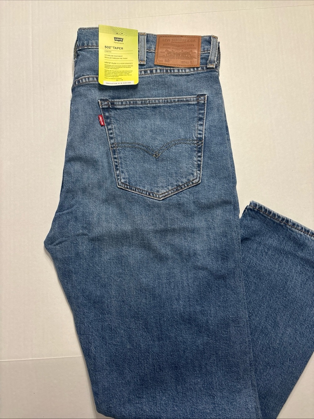 Levi’s 502 Taper Men’s Jeans 40x32 Blue Stretch NWT